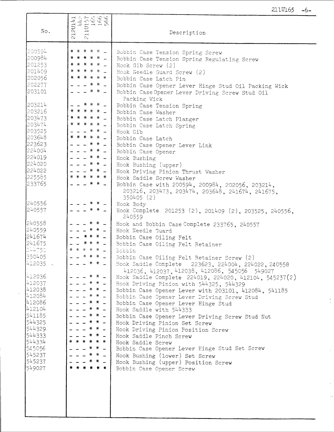 Singer 211U165 manual 