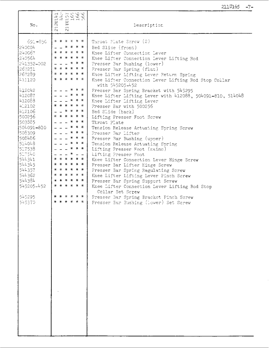 Singer 211U165 manual 