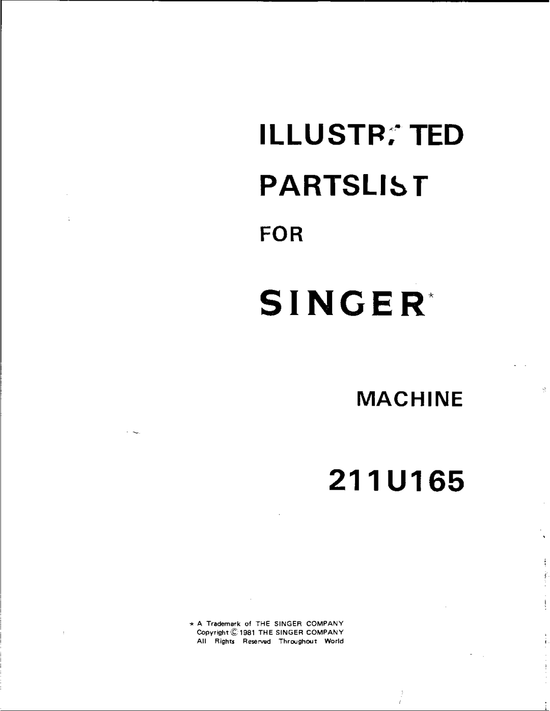 Singer 211U165 manual 