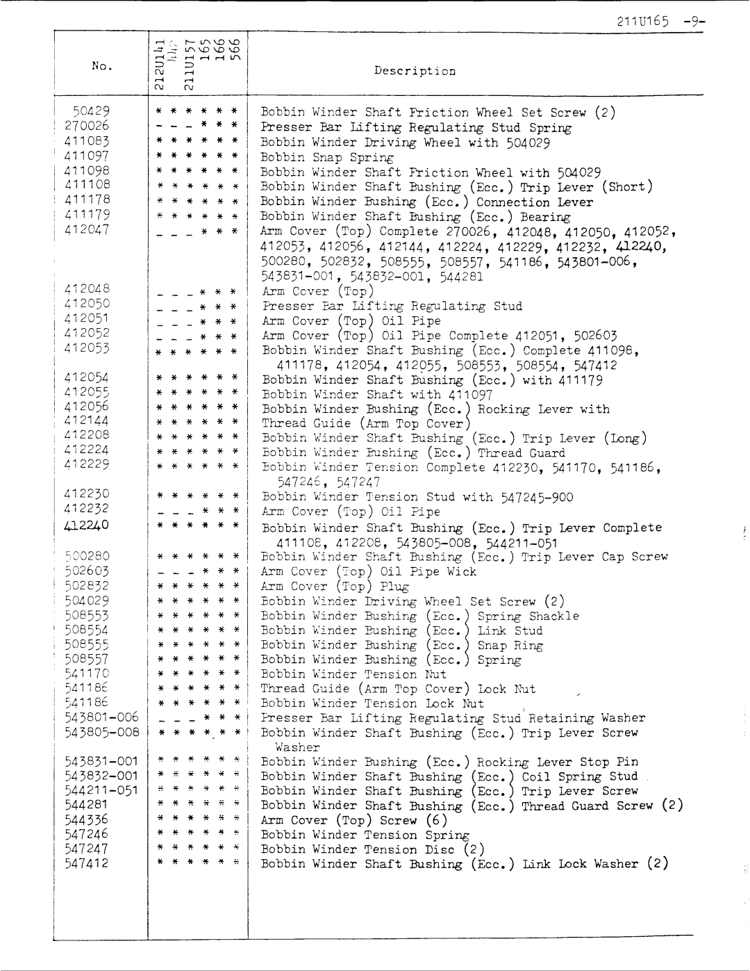 Singer 211U165 manual 