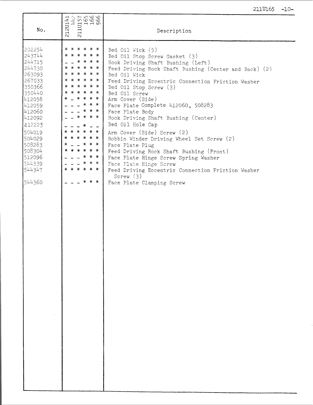 Singer 211U165 manual 