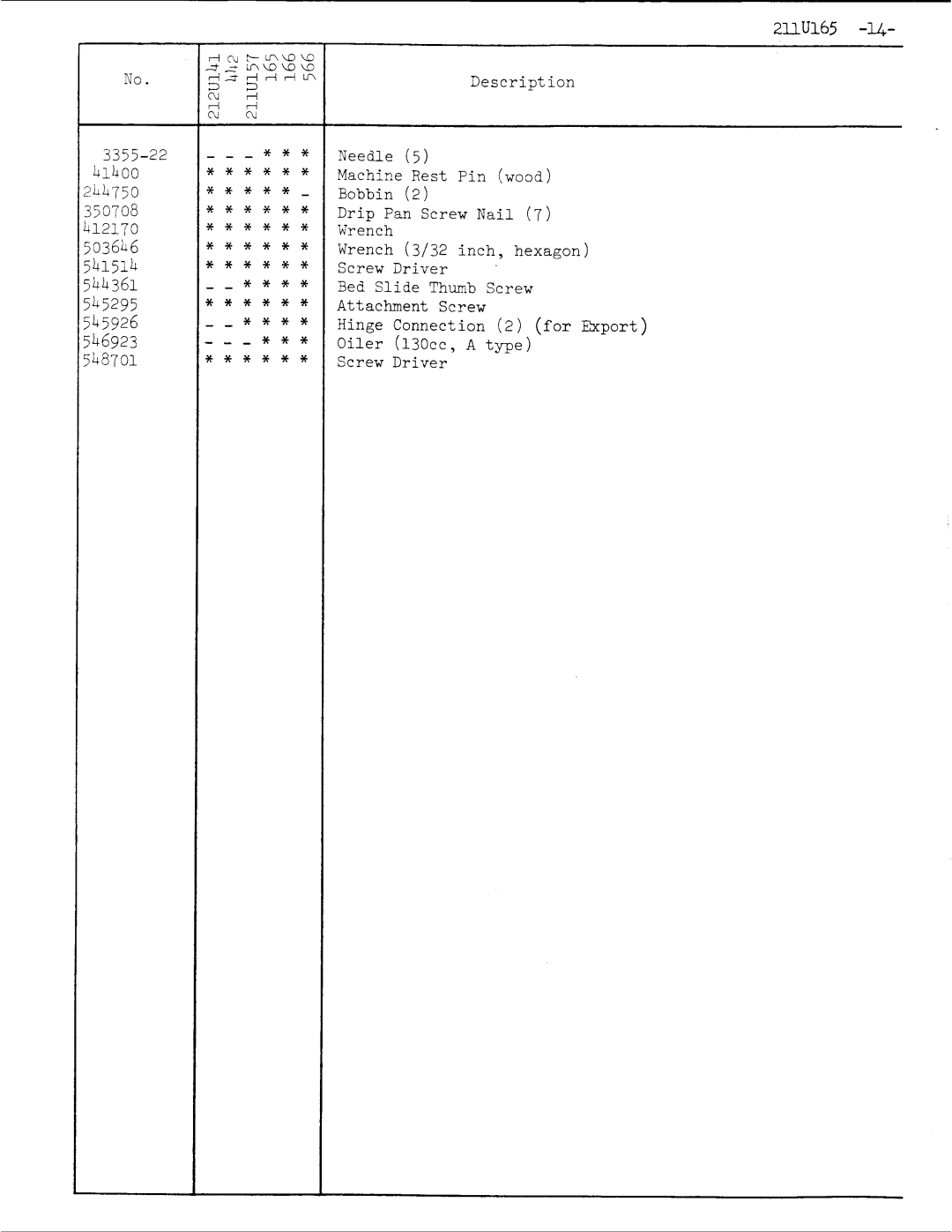 Singer 211U165 manual 