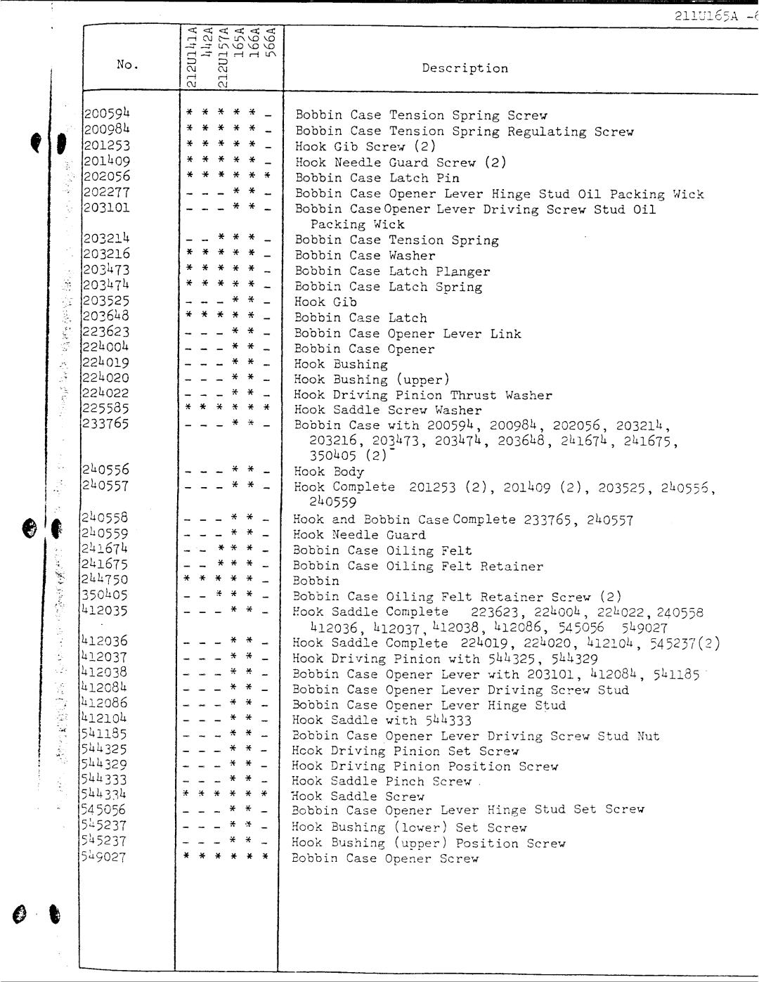 Singer 211U165A manual 