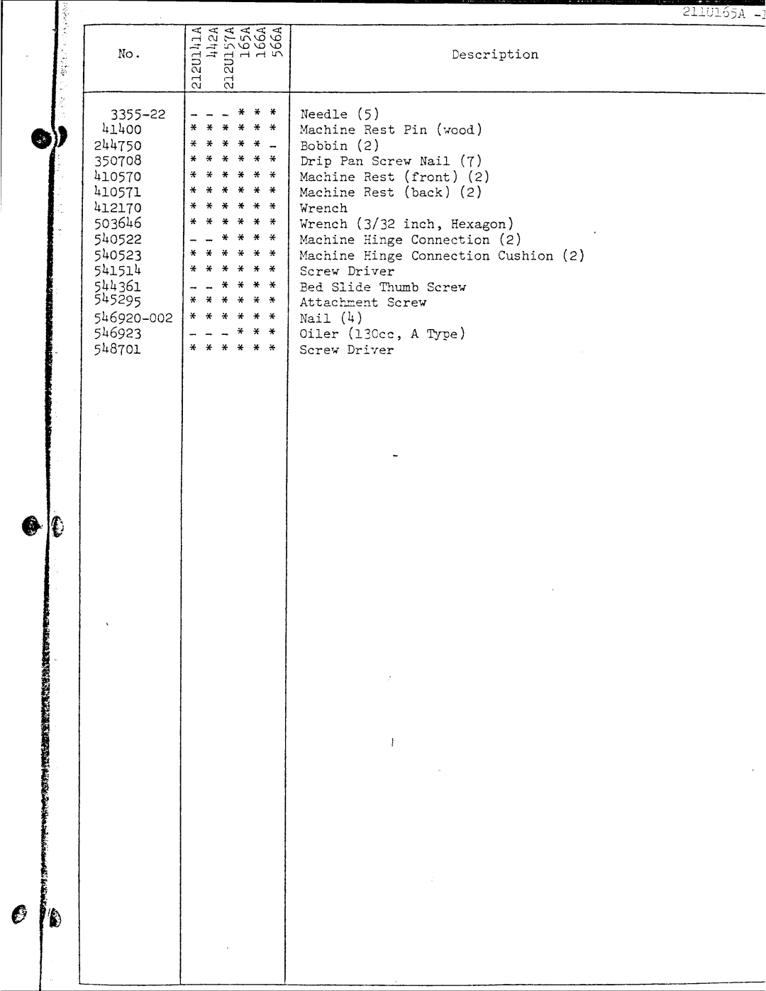 Singer 211U165A manual 