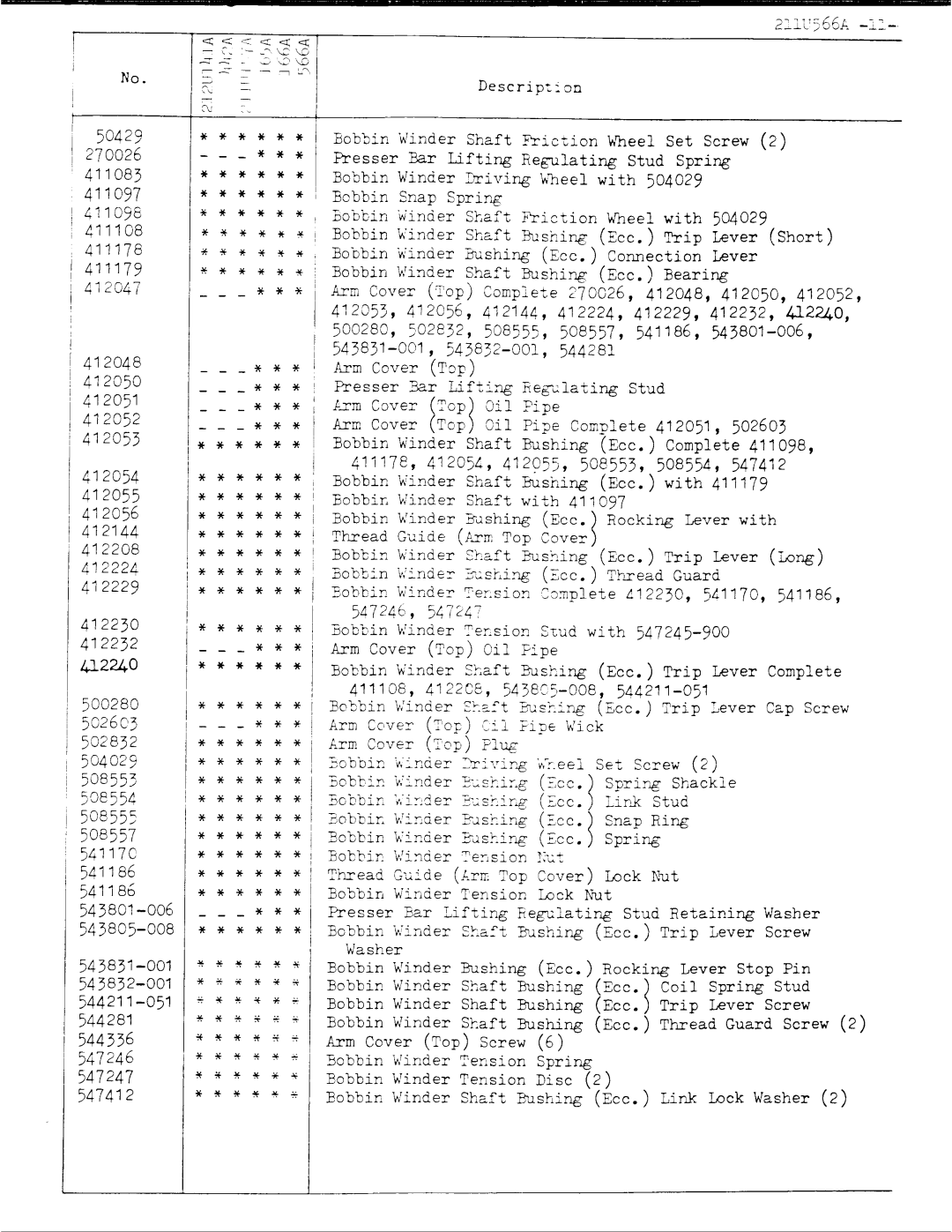 Singer 211U566A manual 