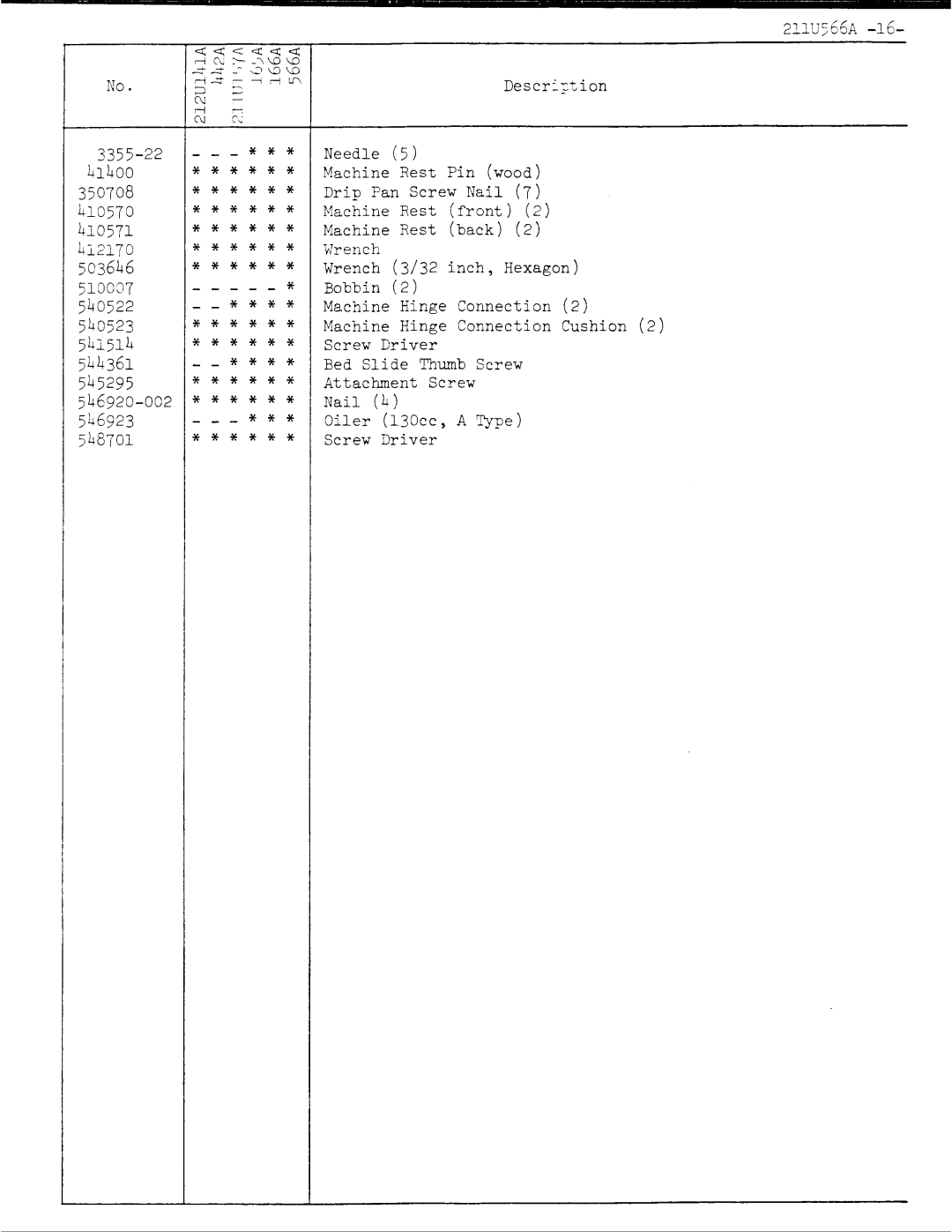 Singer 211U566A manual 