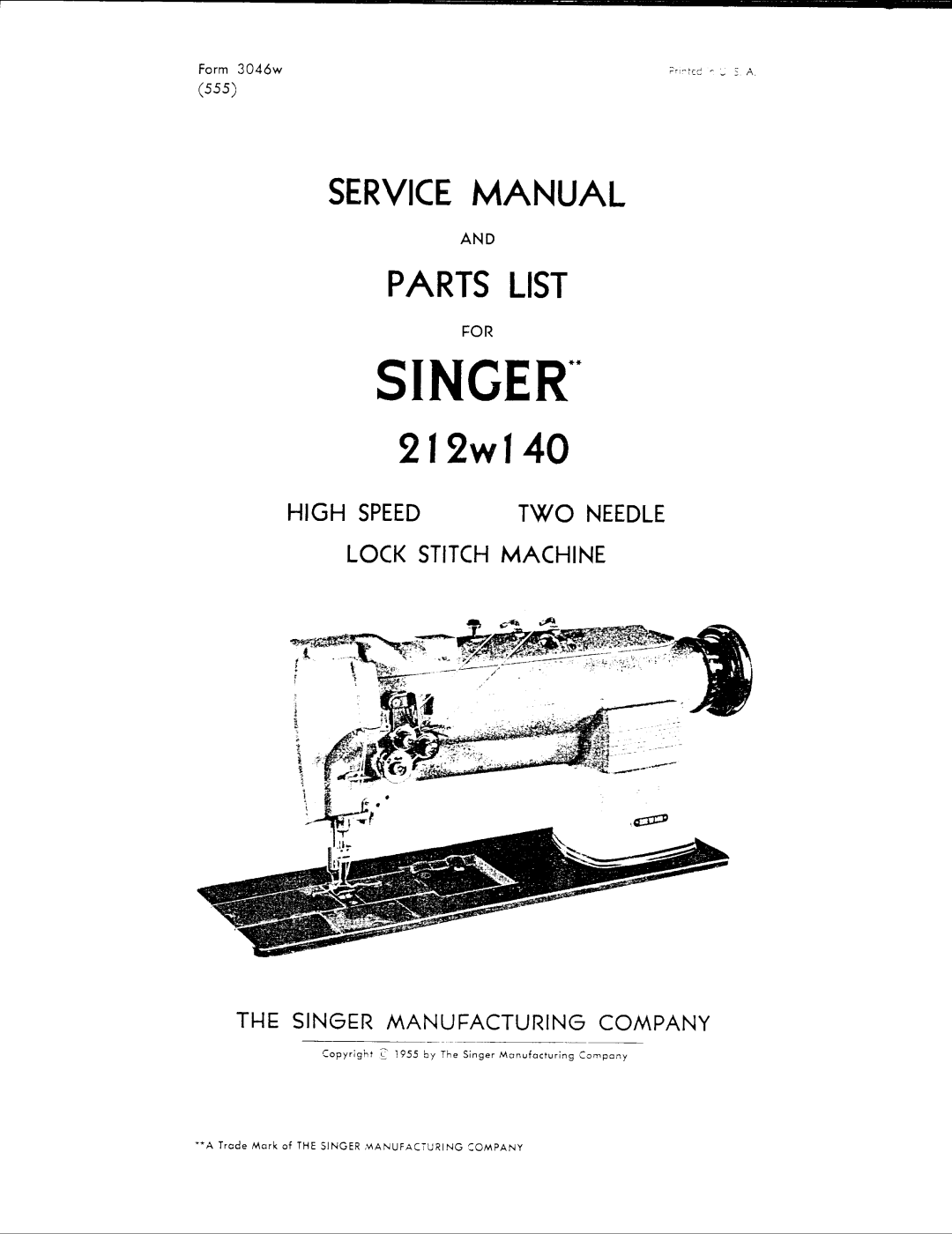 Singer 212W140 manual 