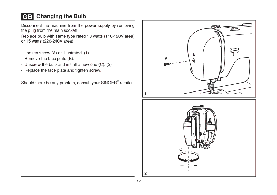 Singer 2259 instruction manual + -,,+ 