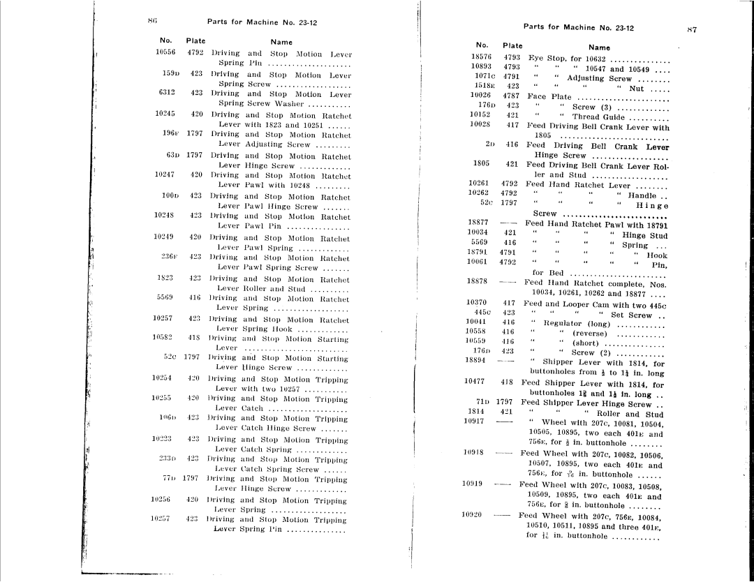 Singer 23-16, 23-22, 23-12, 23-30, 23-4, 23-21 manual 