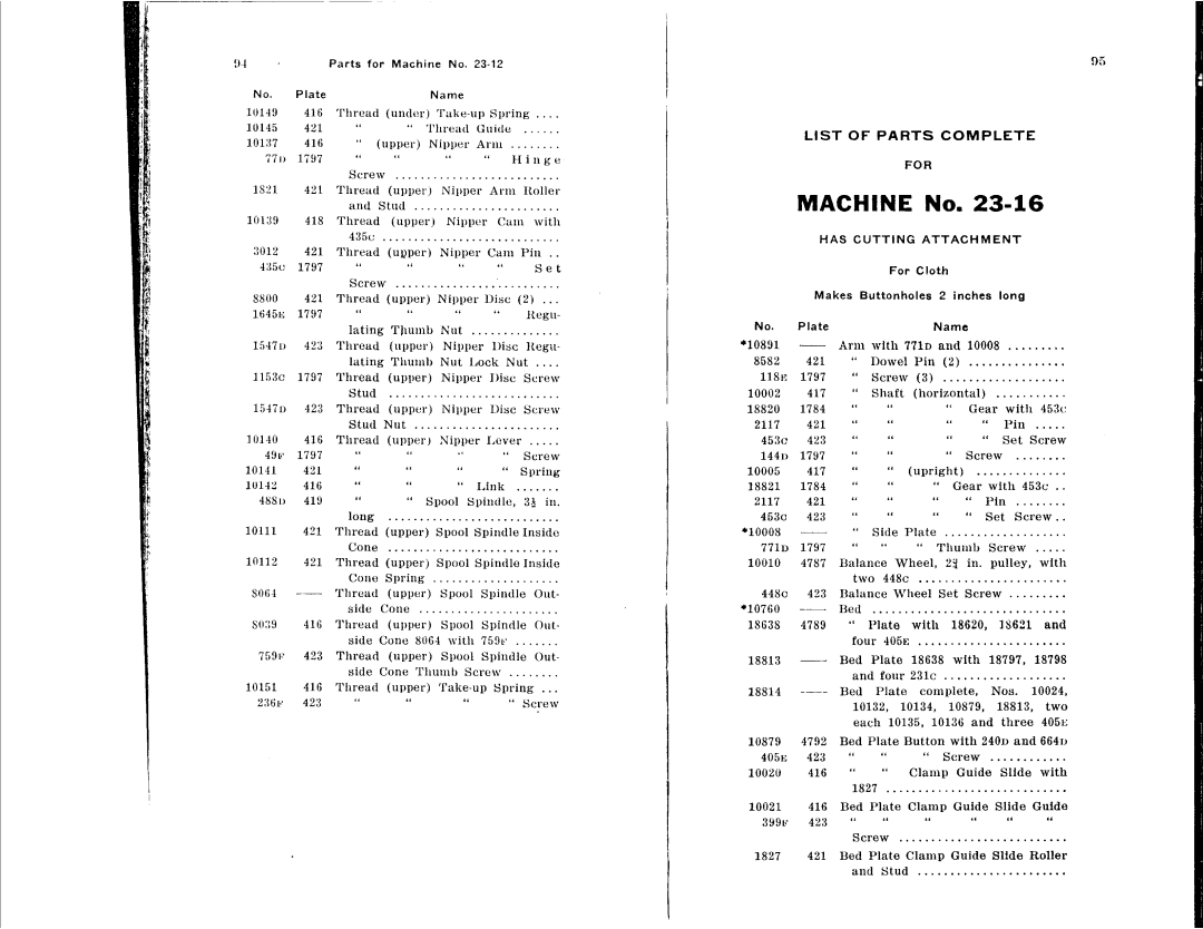 Singer 23-4, 23-16, 23-22, 23-12, 23-30, 23-21 manual 