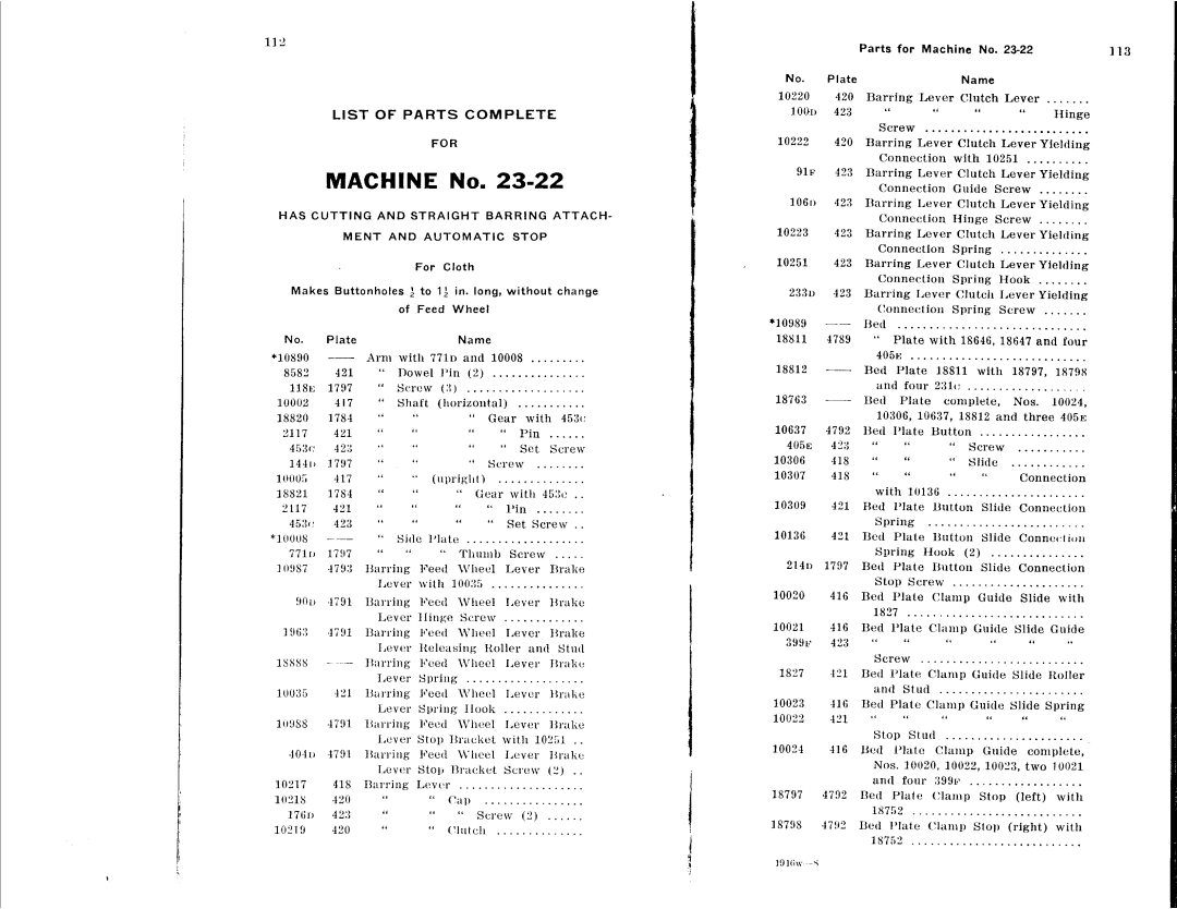 Singer 23-16, 23-22, 23-12, 23-30, 23-4, 23-21 manual 