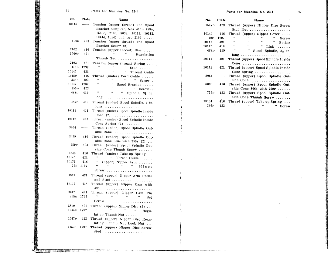 Singer 23-16, 23-22, 23-12, 23-30, 23-4, 23-21 manual 