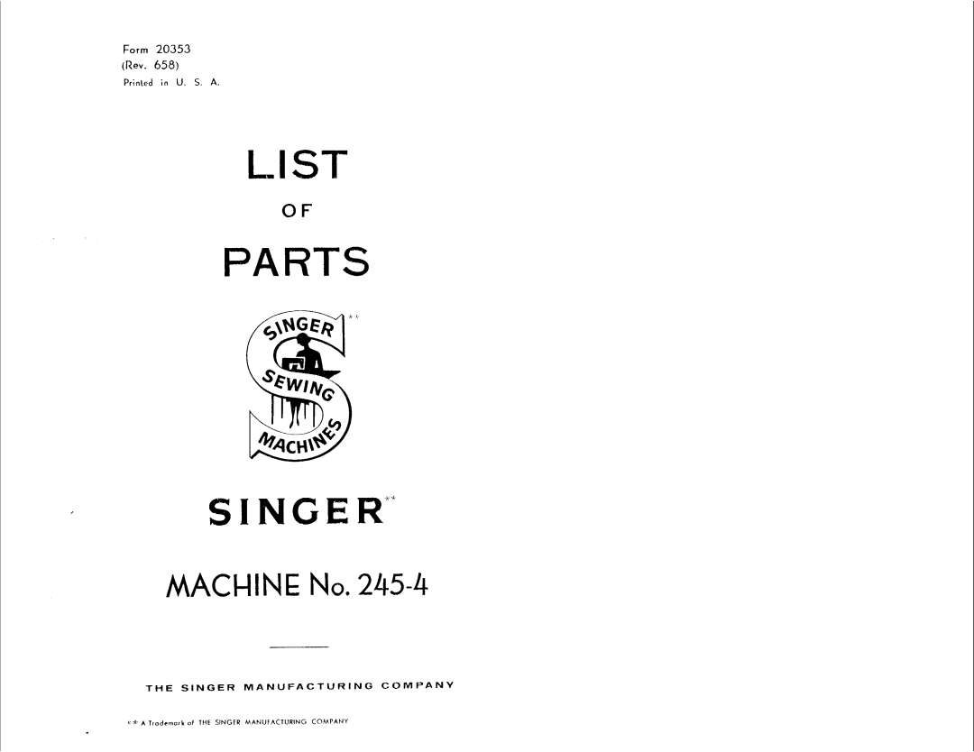 Singer 245-4 manual 