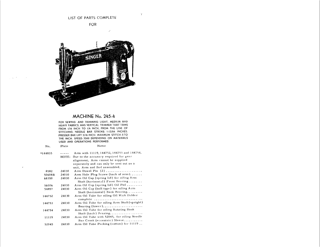 Singer 245-4 manual 