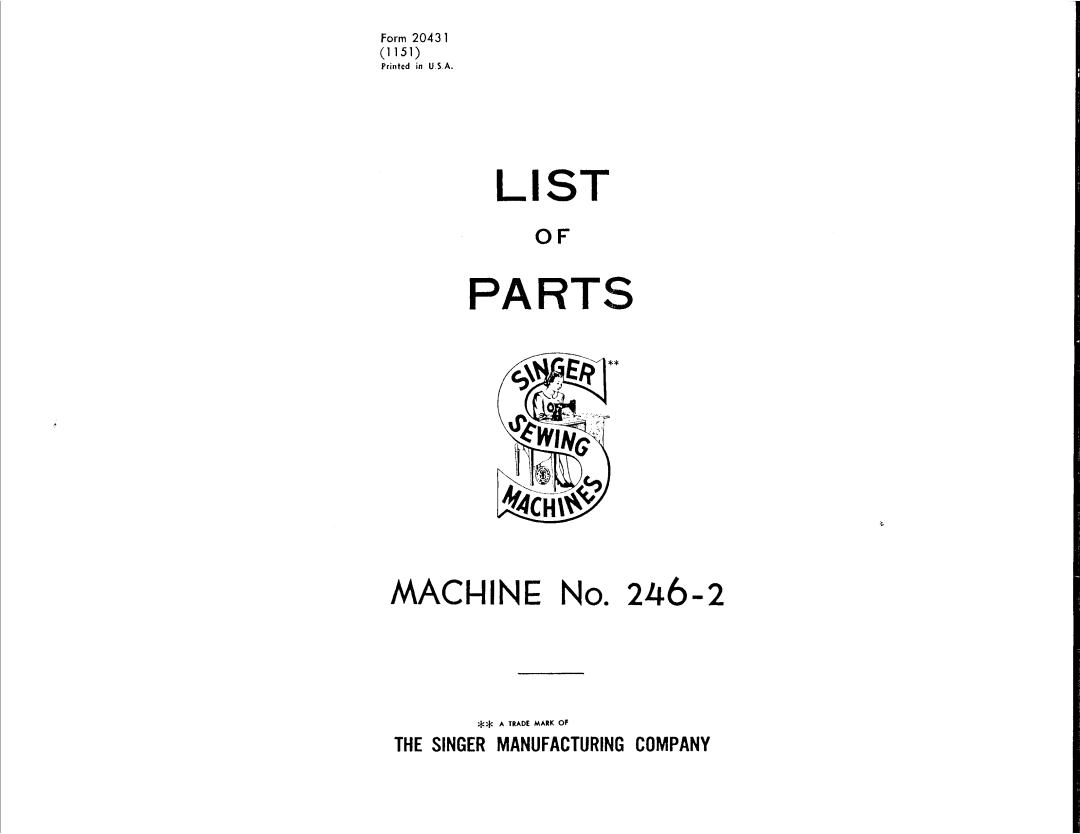 Singer 246-2 manual 