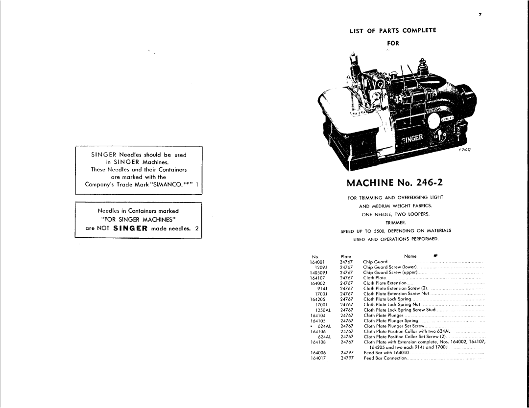 Singer 246-2 manual 