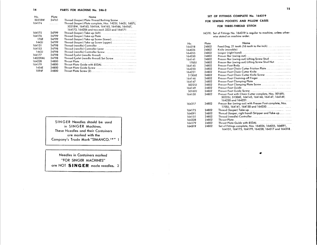 Singer 246-2 manual 