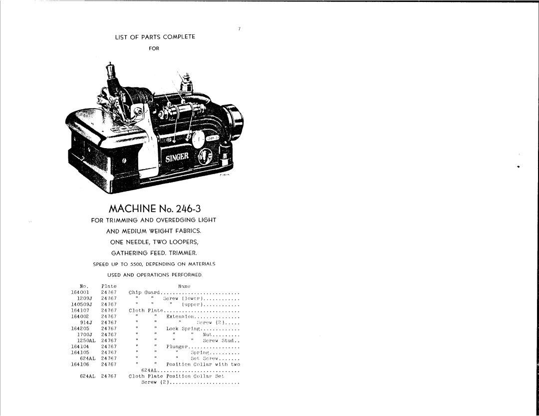 Singer 246-3 manual 