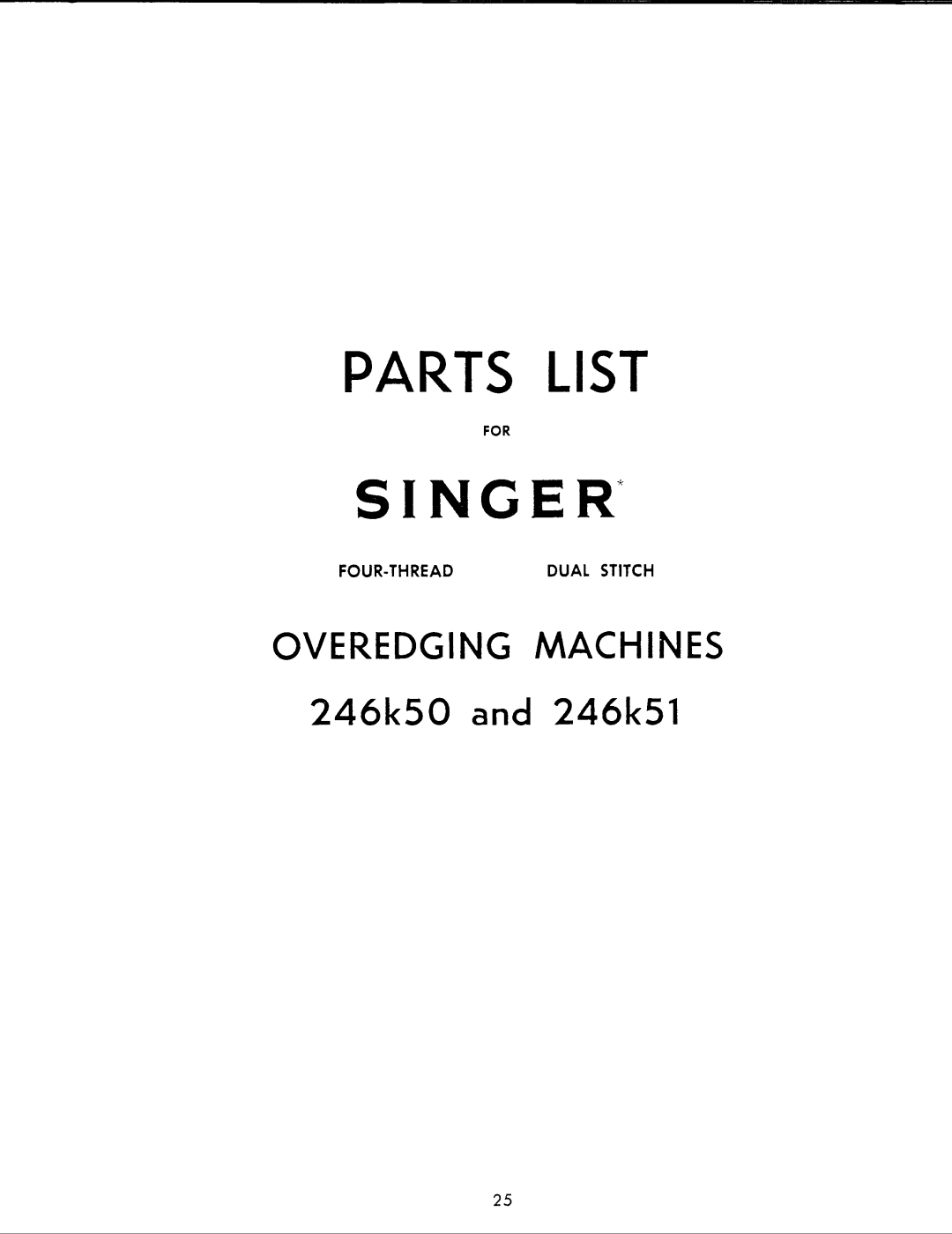 Singer 246K50, 246K51 manual 