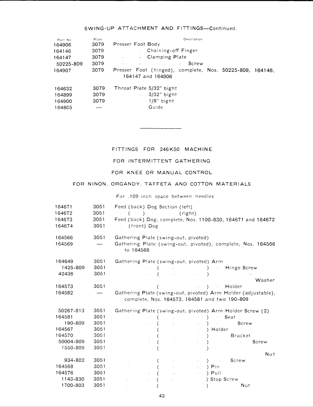 Singer 246K50, 246K51 manual 