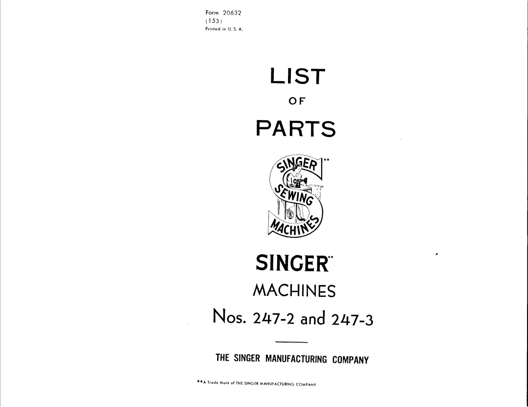 Singer 247-3, 247-2 manual 