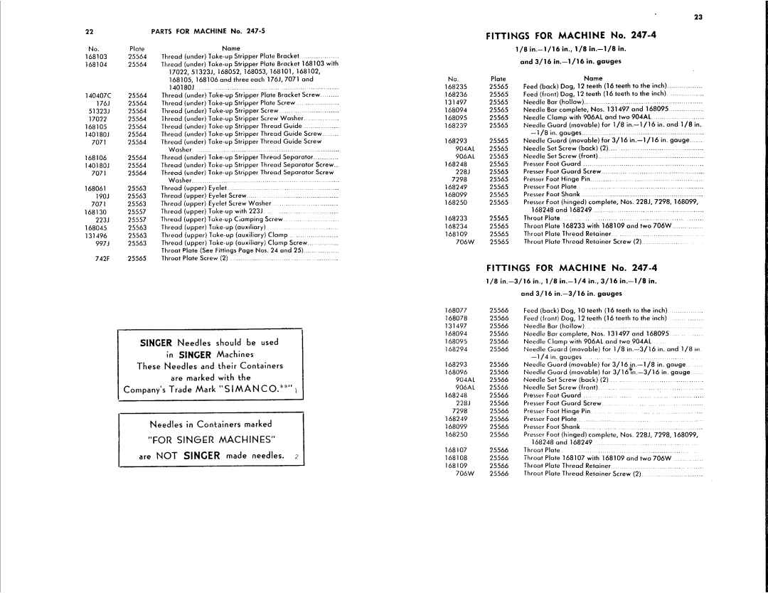 Singer 247-4, 247-5 manual 