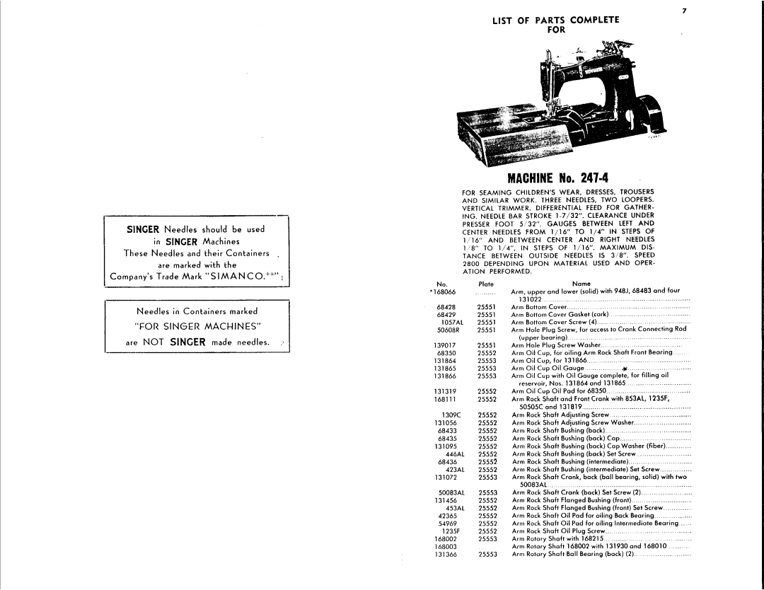 Singer 247-4, 247-5 manual 