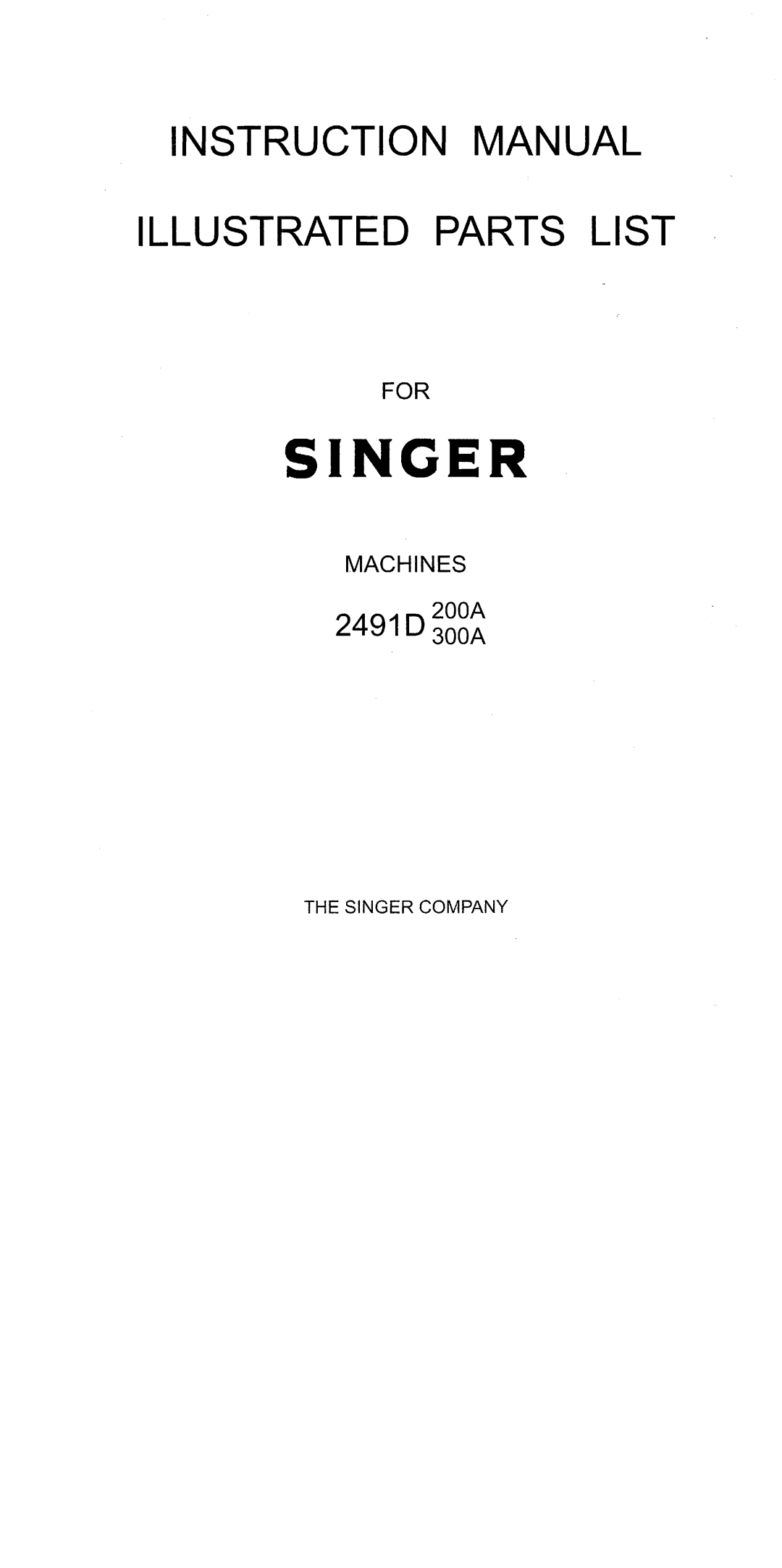 Singer 2491D 200A, 2491D 300A manual 