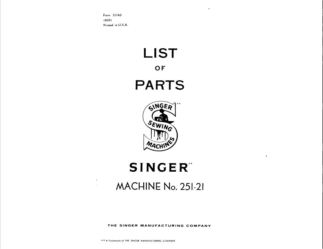 Singer 251-21 manual 