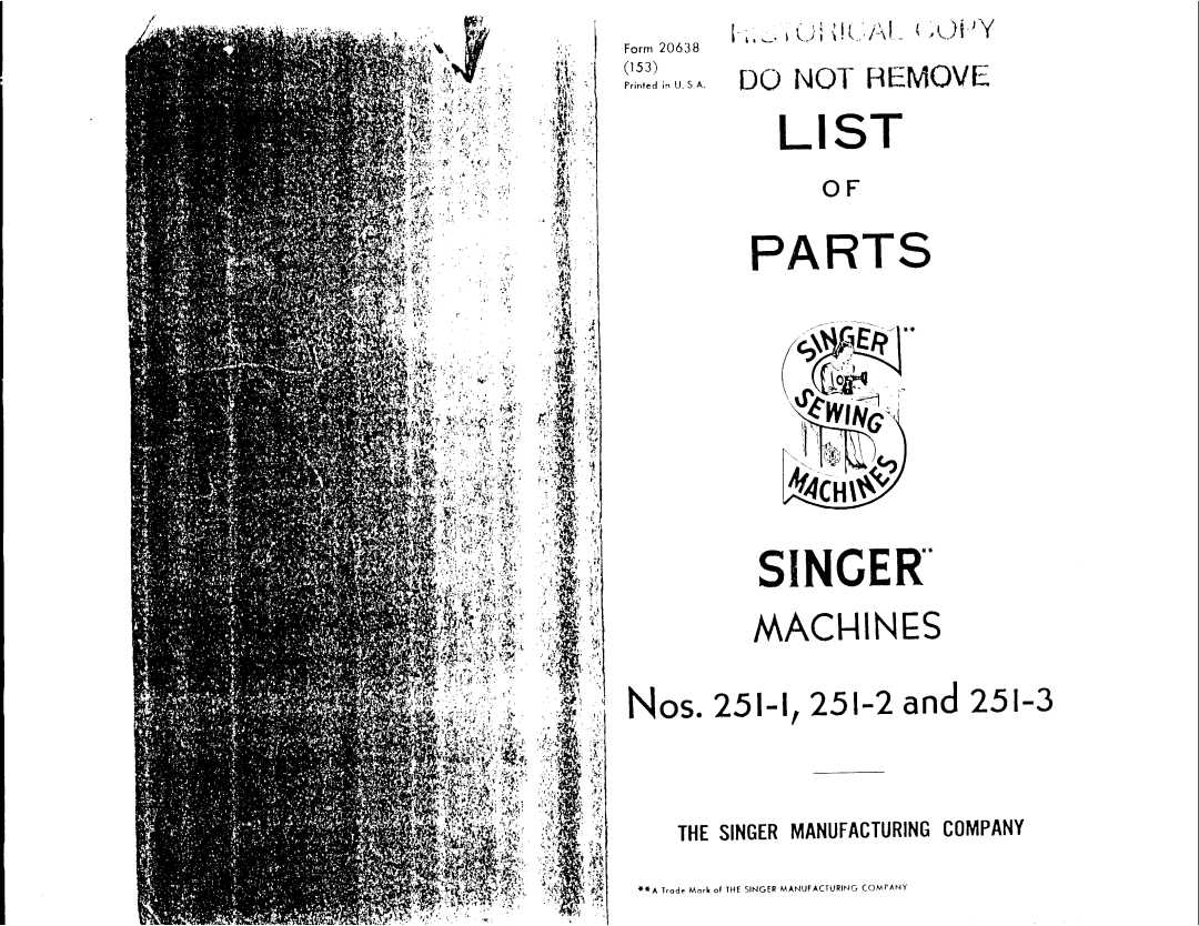 Singer 251-1, 251-3, 251-2 manual 