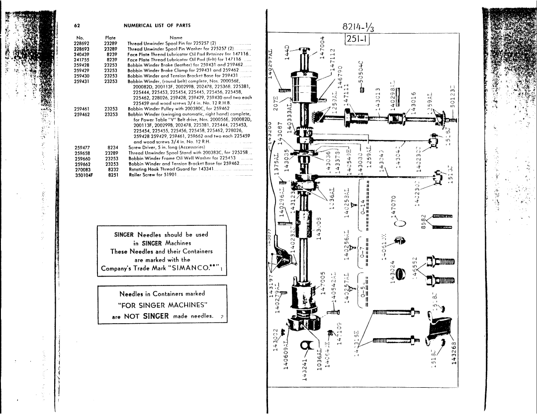 Singer 251-2, 251-3, 251-1 manual 