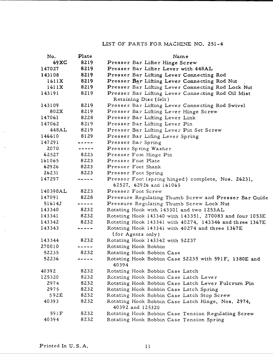 Singer 251-6, 251-4 manual 