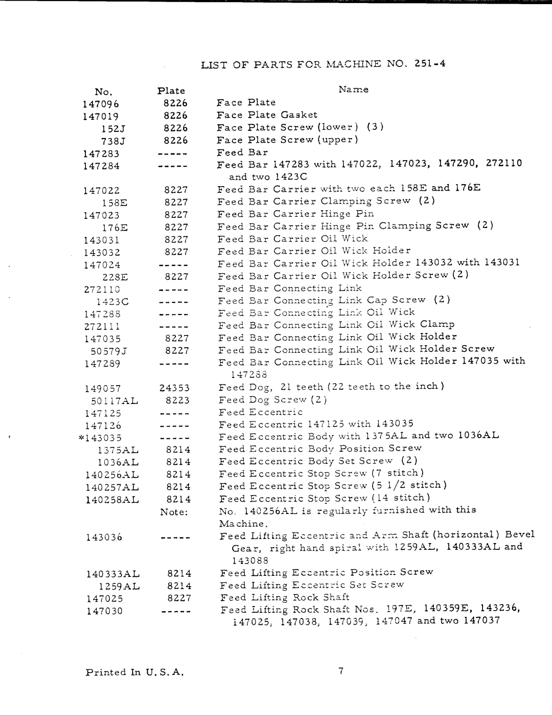 Singer 251-6, 251-4 manual 