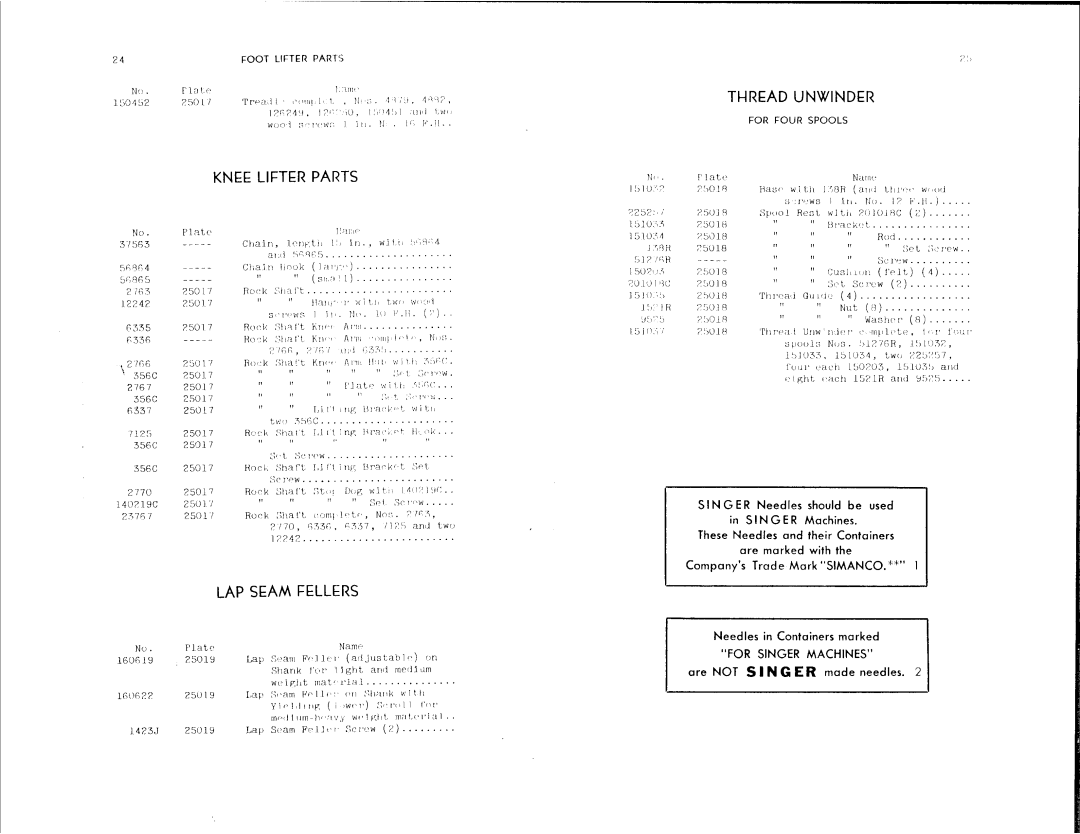 Singer 253-200, 253-201 manual 