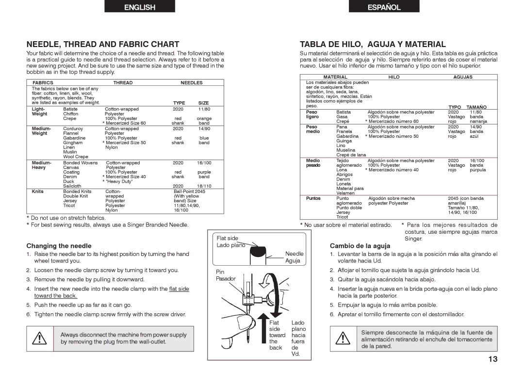 Singer 2639 instruction manual English Español 