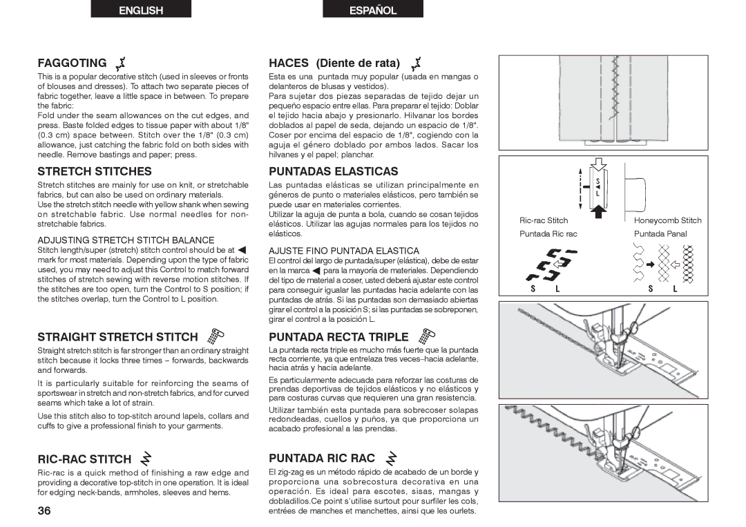 Singer 2639 Faggoting, Stretch Stitches, Straight Stretch Stitch, Puntadas Elasticas, Puntada Recta Triple, RIC-RAC Stitch 