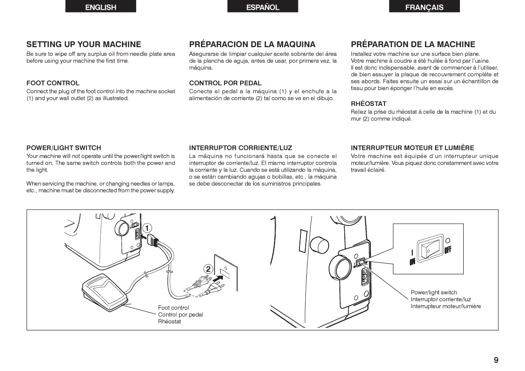 Singer 2662 instruction manual Setting UP Your Machine Préparacion DE LA Maquina, Préparation DE LA Machine 