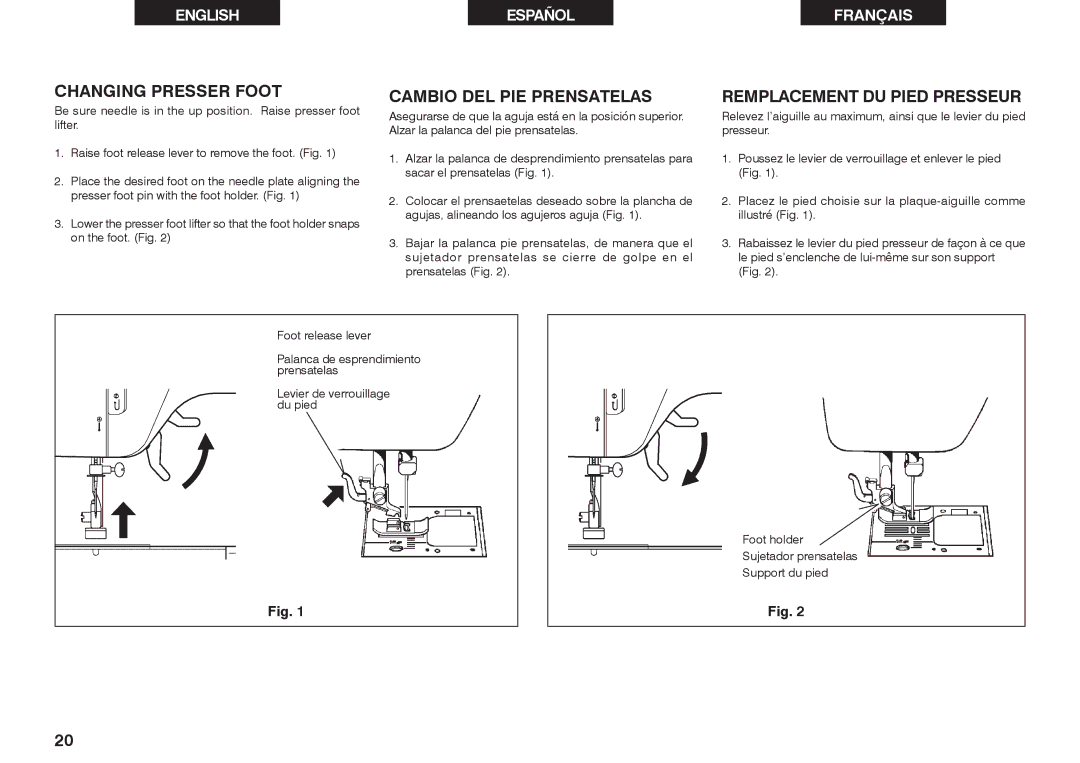 Singer 2662 instruction manual Be sure needle is in the up position. Raise presser foot 