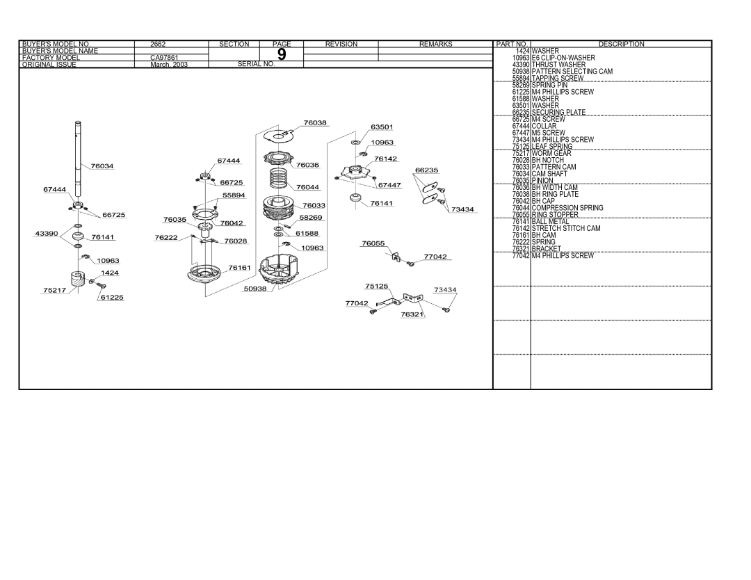 Singer 2662 manual Pattern Selecting CAM 