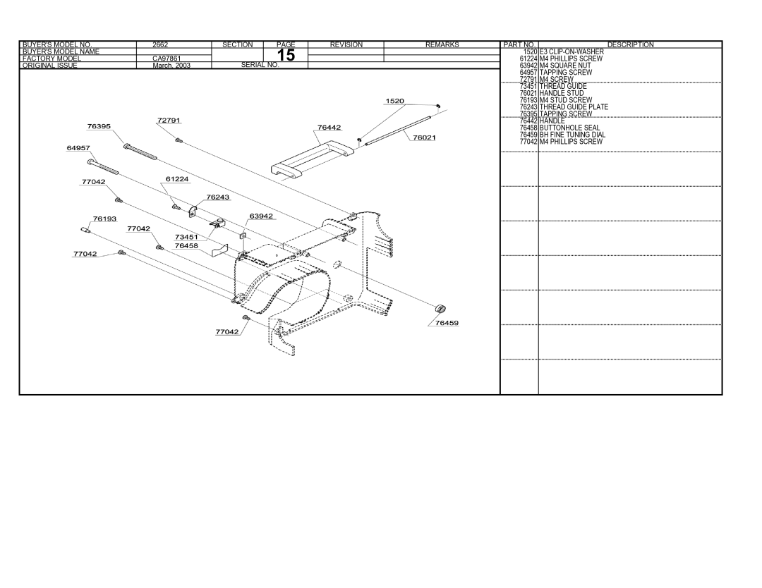 Singer 2662 manual M4 Square NUT 