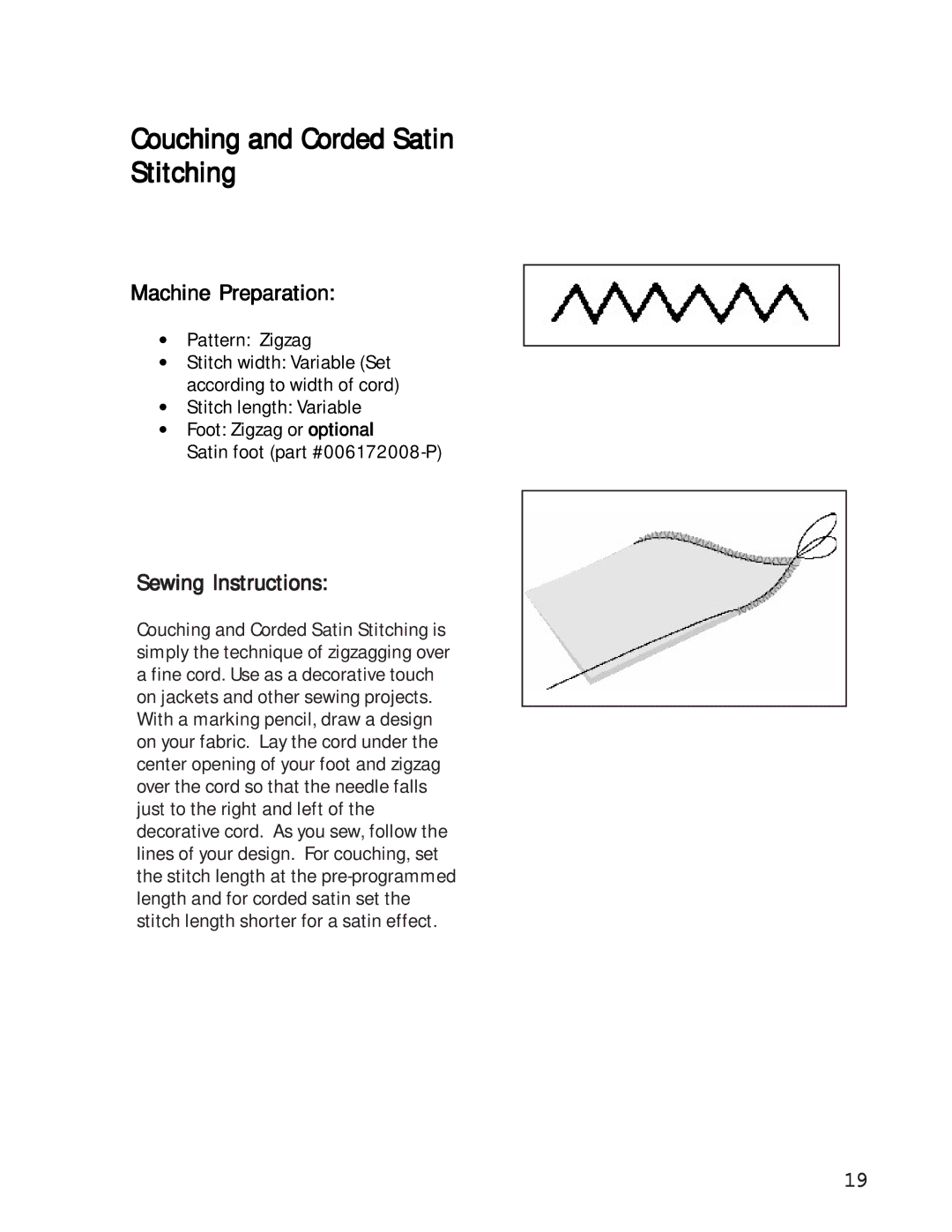 Singer 27 manual Couching and Corded Satin Stitching 