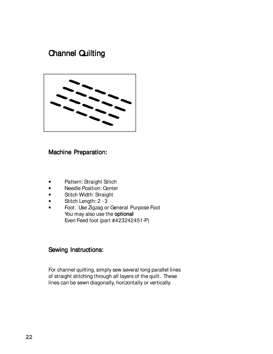 Singer 27 manual Channel Quilting 