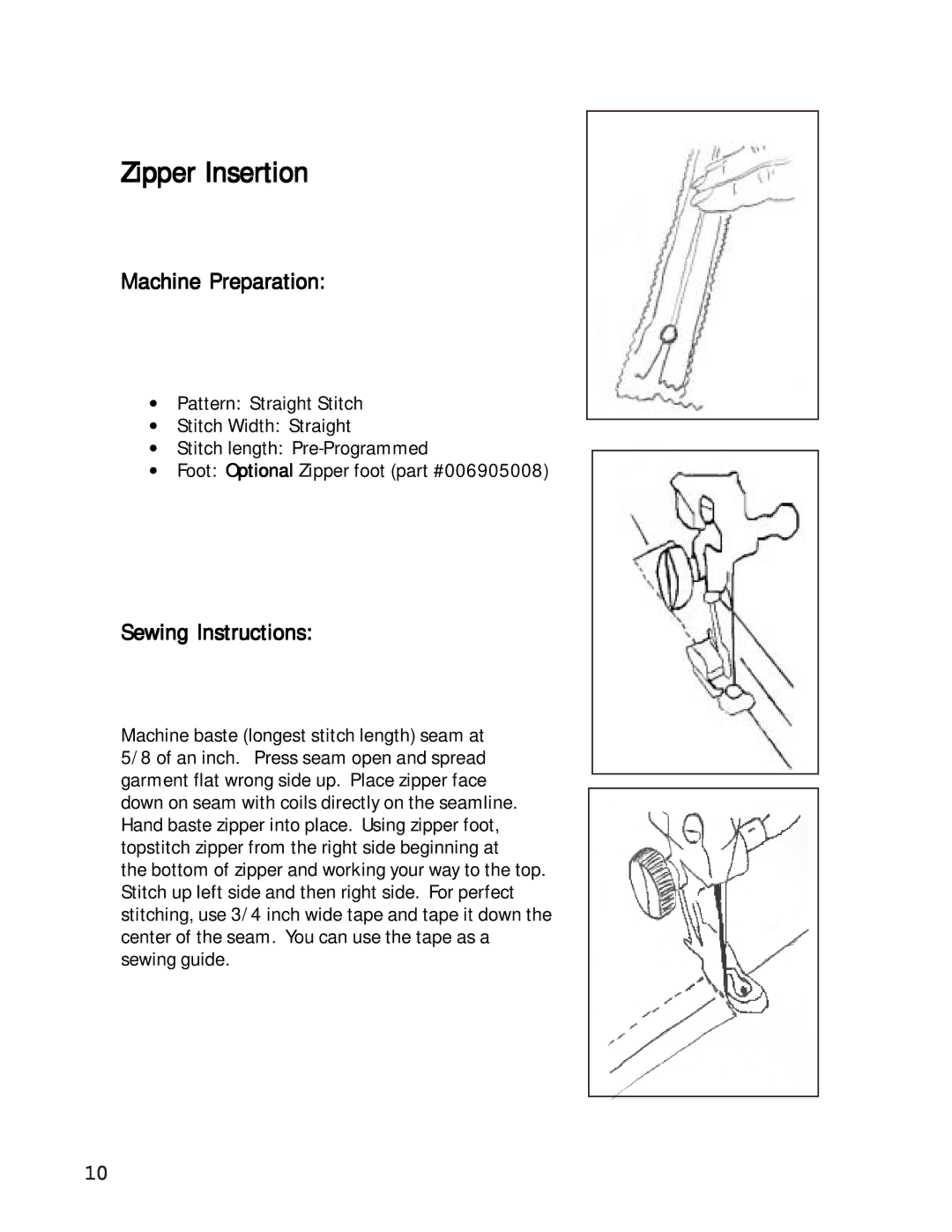 Singer 27 manual Zipper Insertion 