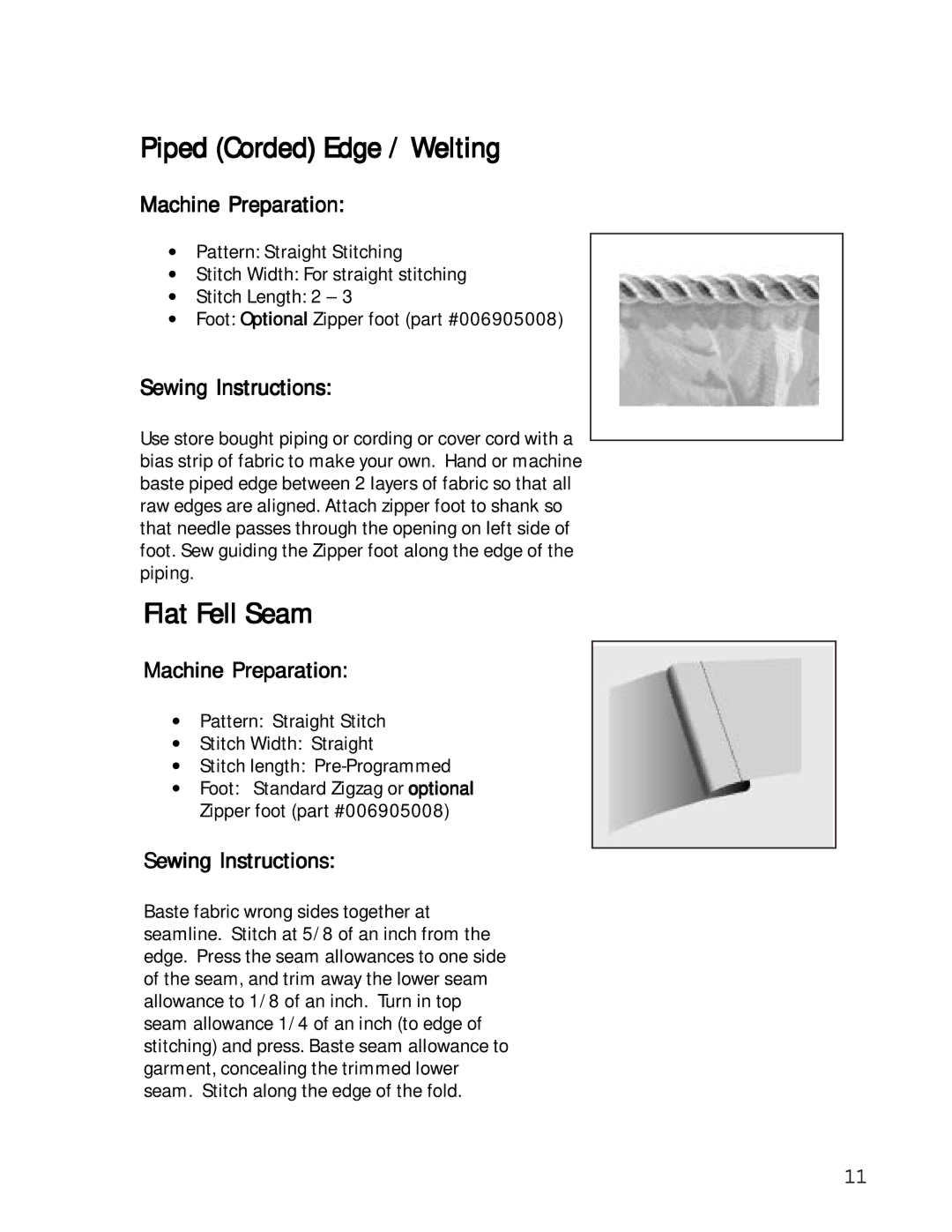 Singer 27 manual Piped Corded Edge / Welting, Flat Fell Seam 