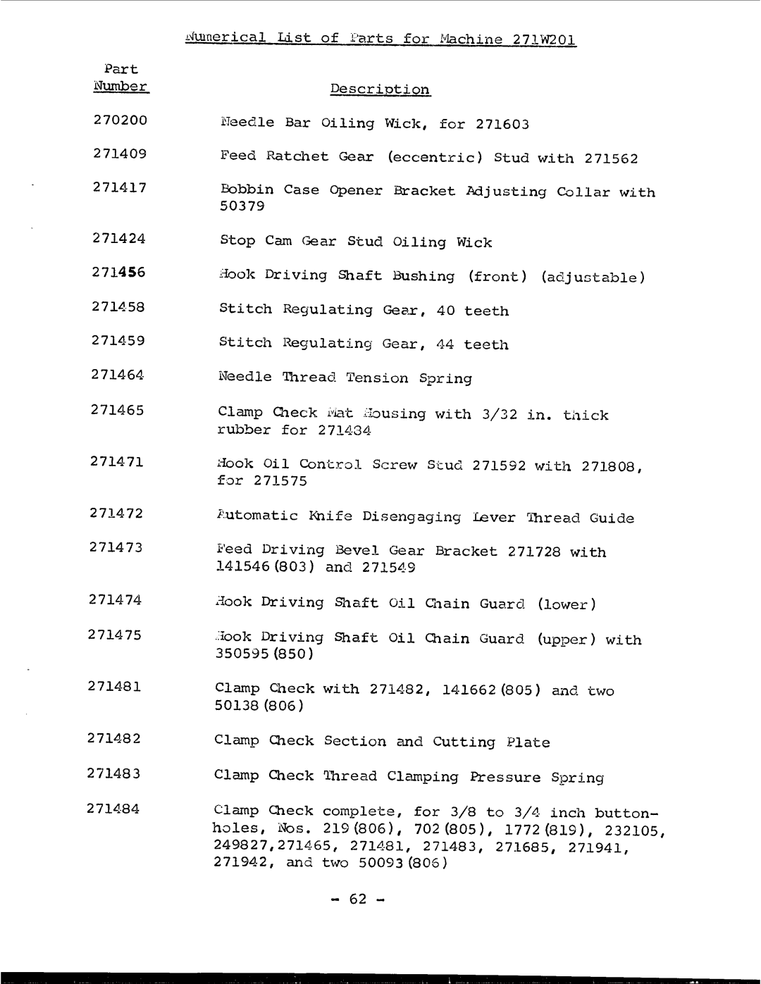 Singer 271W201 manual 