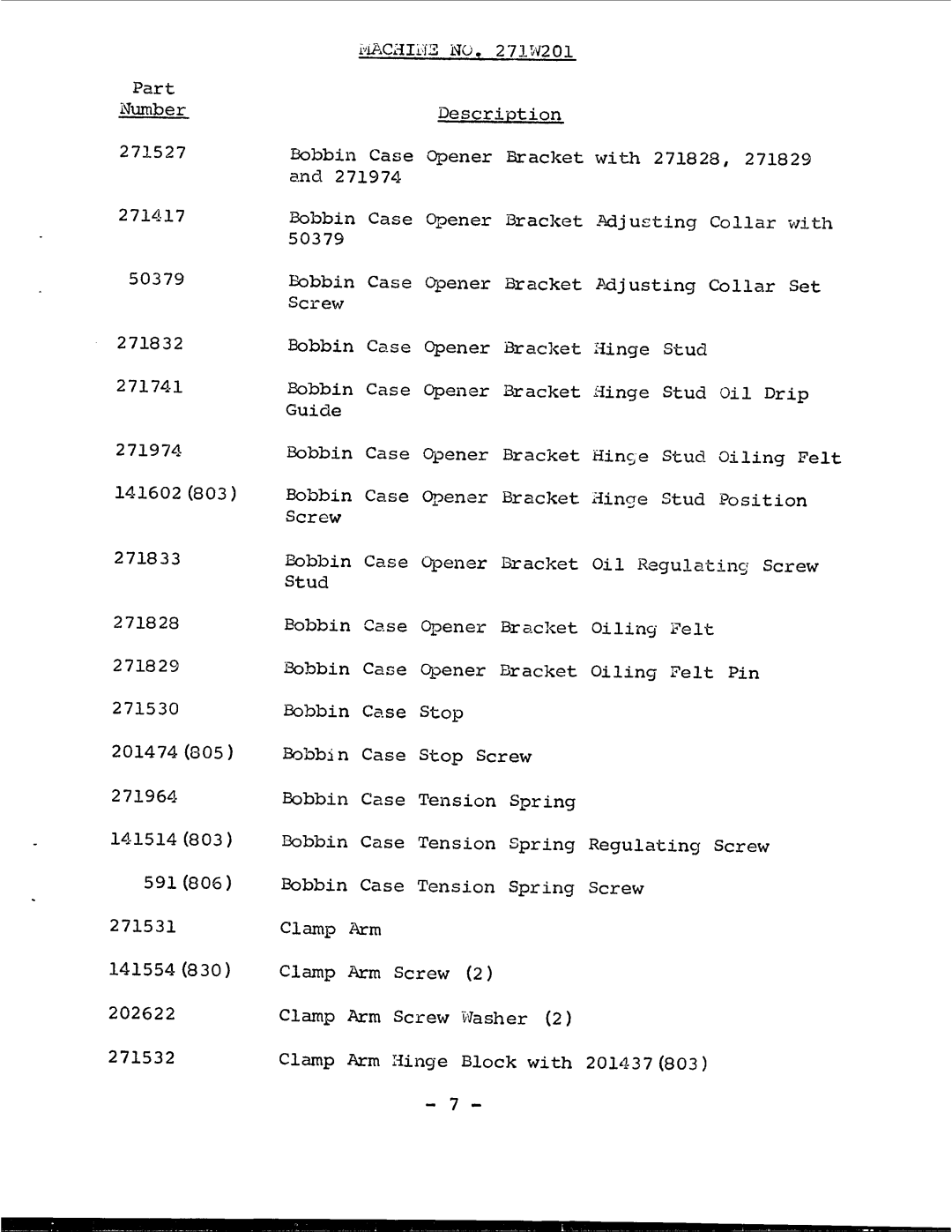 Singer 271W201 manual 