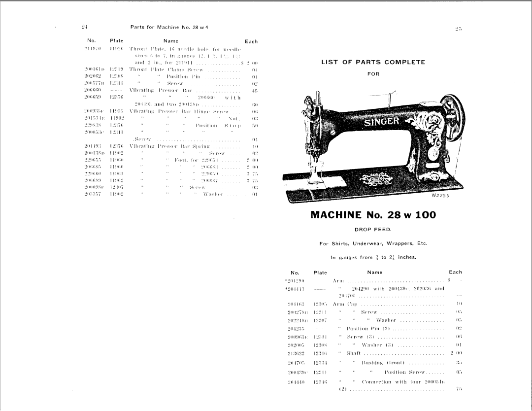 Singer 28W manual 