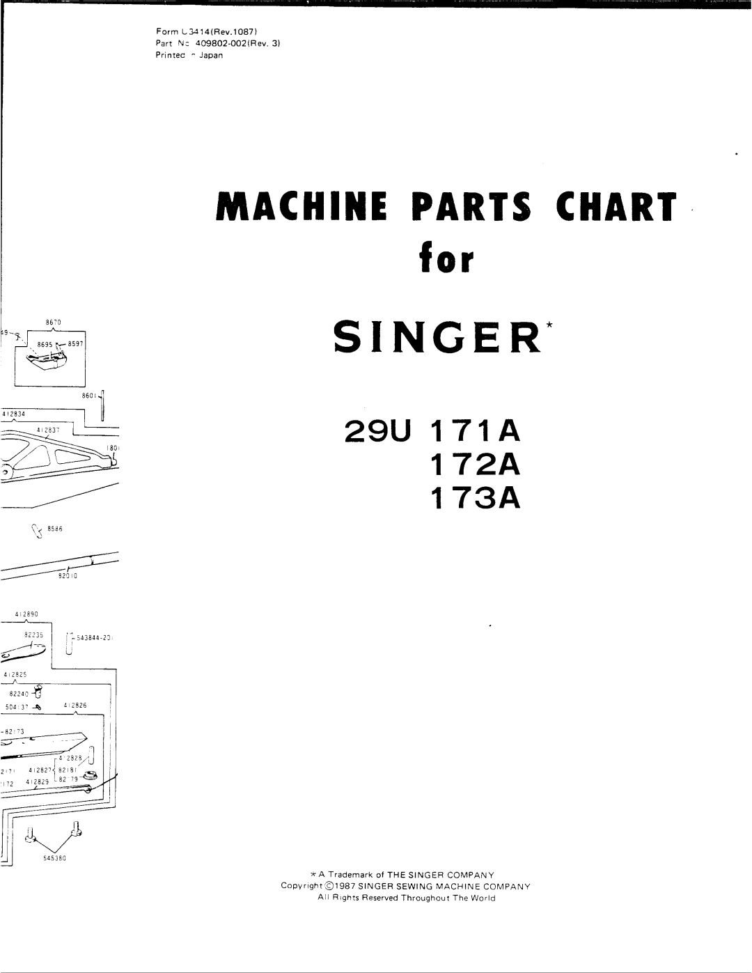 Singer 29U 171A, 29U 173A, 29U 172A manual 