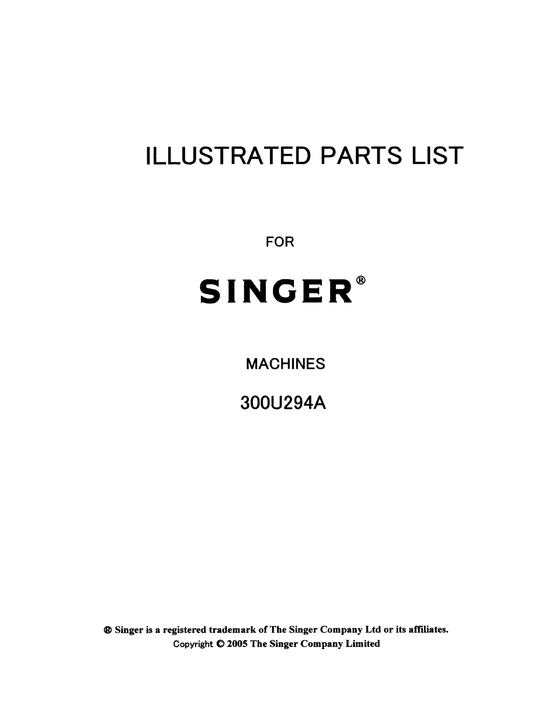 Singer 300U294A manual 