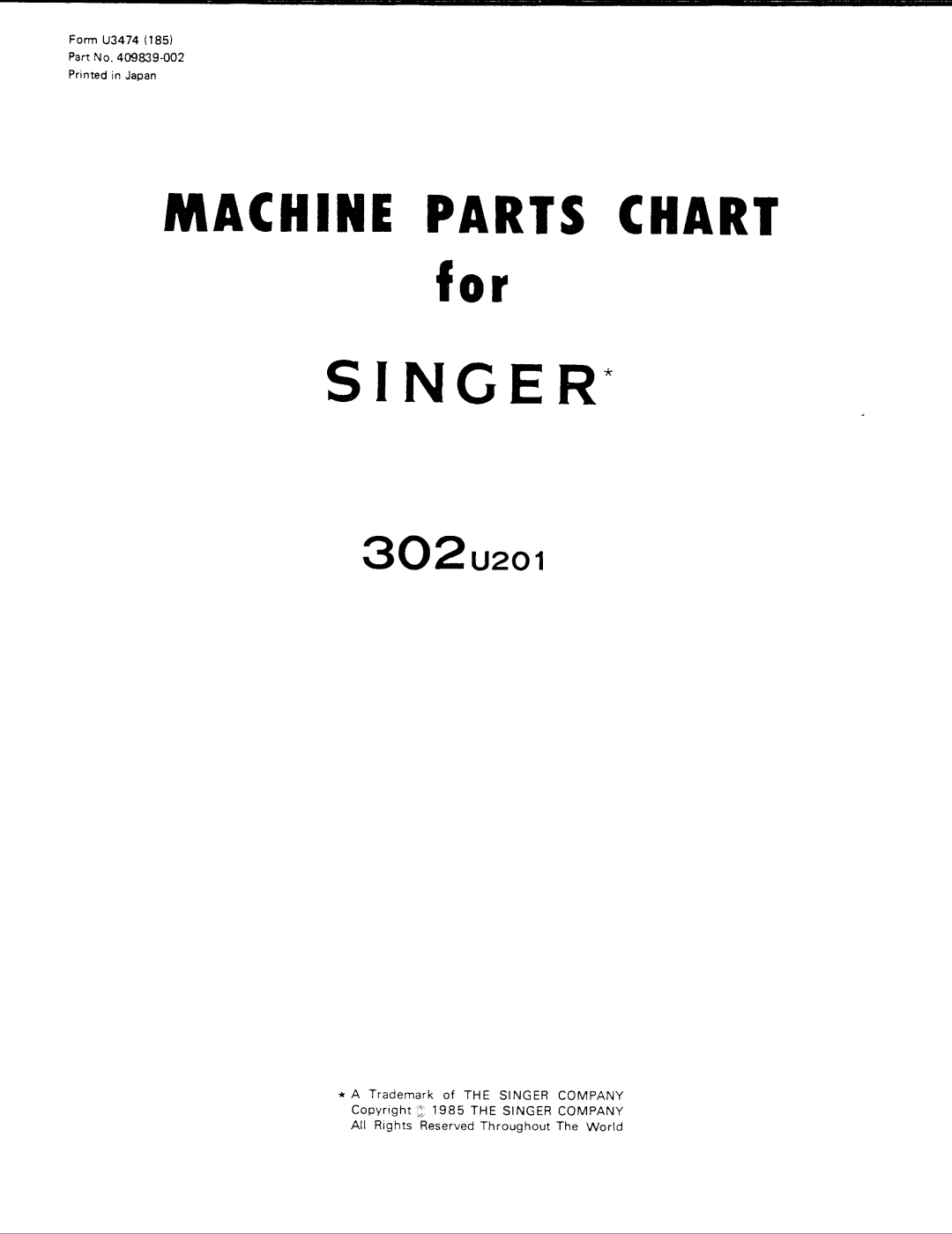 Singer 302U201 manual 